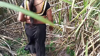 Village Aunt Enjoys Outdoor Intimacy In Sugarcane Field