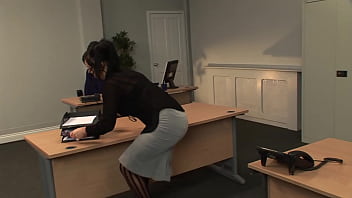Kerry Louise Leans Over The Executive Desk And Receives It From Behind