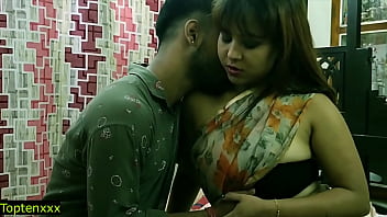 Sensual Indian Model In Saree Enjoys Intimate Moments With Young Man At Home Featuring Hindi Dialogue